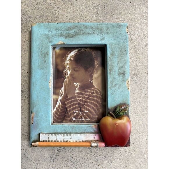 Teacher Gift Frame 5x7 opening BRAND NEW APPLE home school Secretary Assistance - Picture 8 of 9